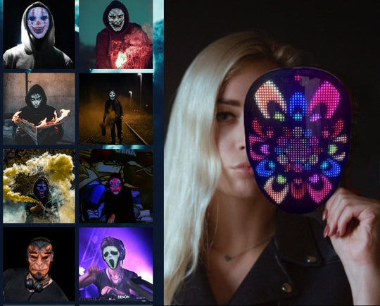 Rechargeable LED mask with changing face