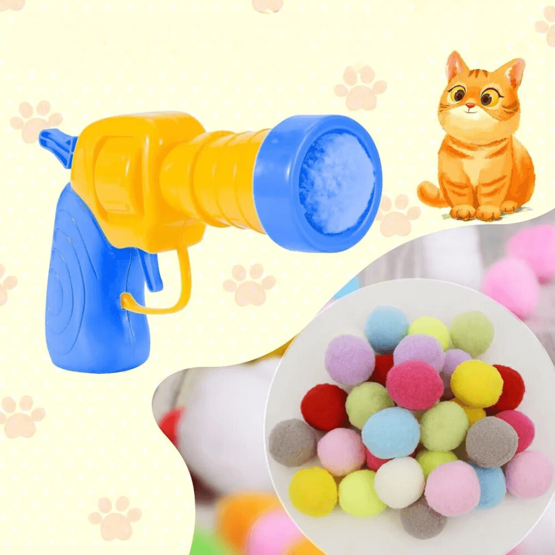 Pluche Bal Schietpistool voor Katten | Interactief Speelgoed voor Kittens & Binnenkatten