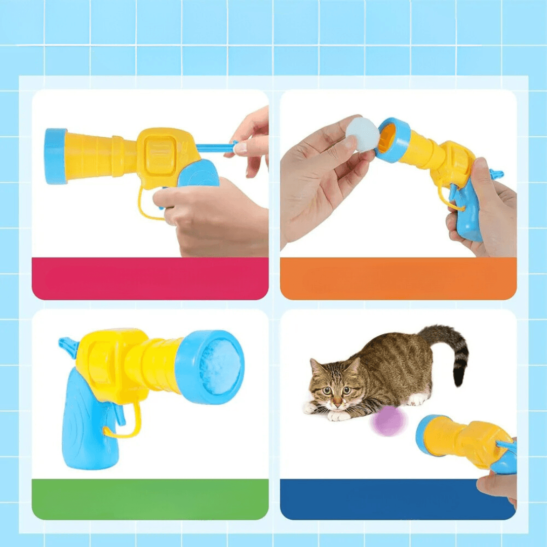 Pluche Bal Schietpistool voor Katten | Interactief Speelgoed voor Kittens & Binnenkatten