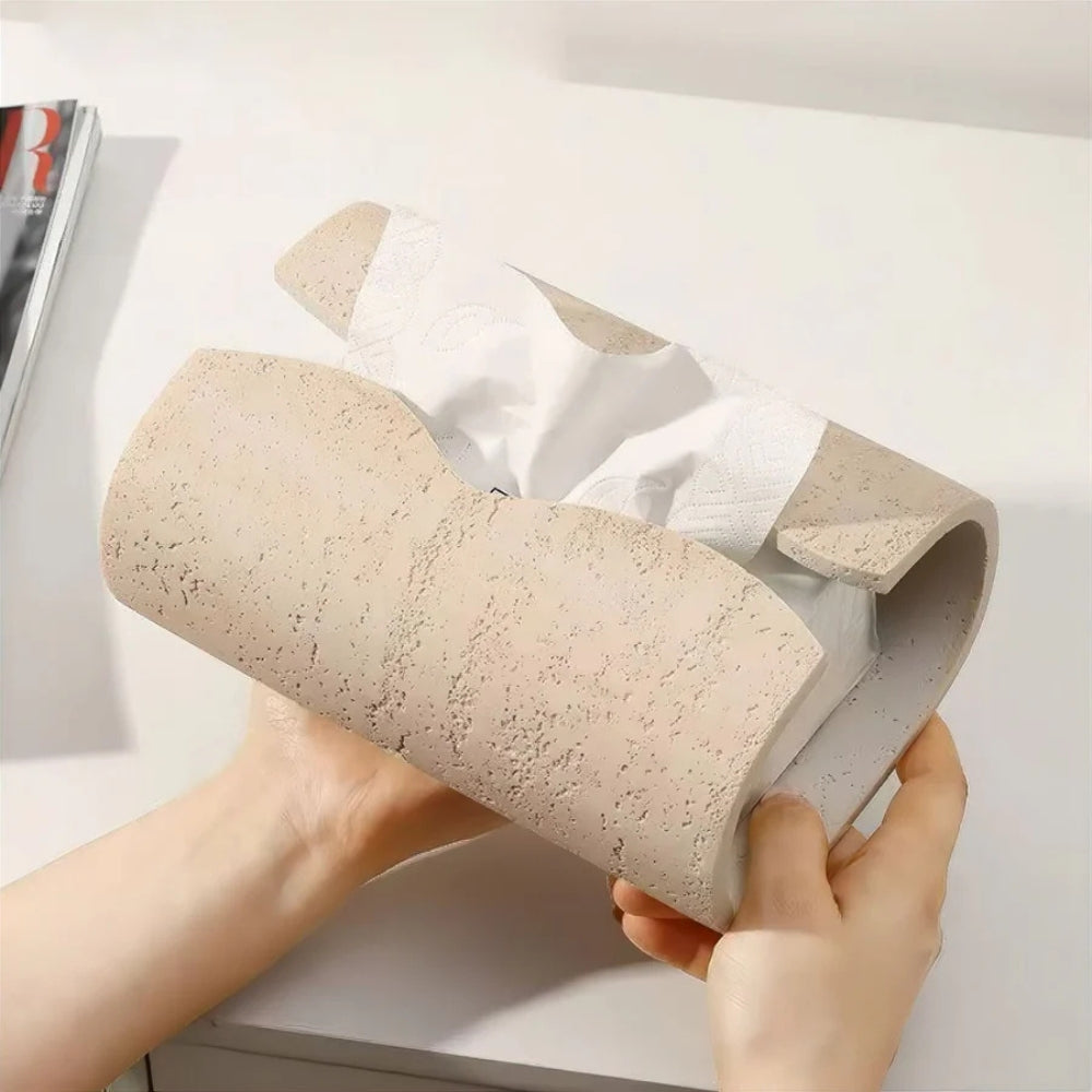 Modern Tissue Box Holder with Stone Texture
