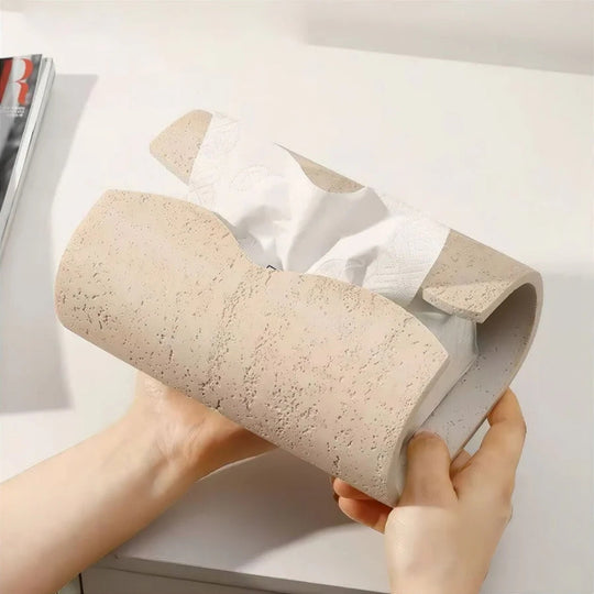 Modern Tissue Box Holder with Stone Texture