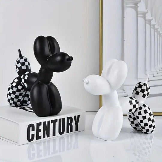 Figurina di cane palloncino a scacchi carina