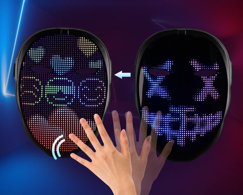 Rechargeable LED mask with changing face