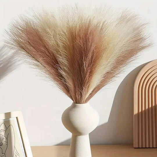 Set di 20 Erba Pampas Finta Rustica | Riempitivo per Vaso Stile Bohemien