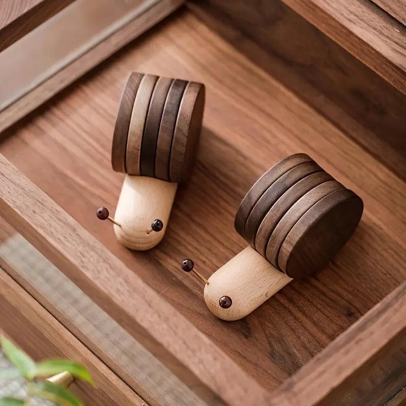 Set di 3 Sottobicchieri Naturali in Legno a Forma di Albero