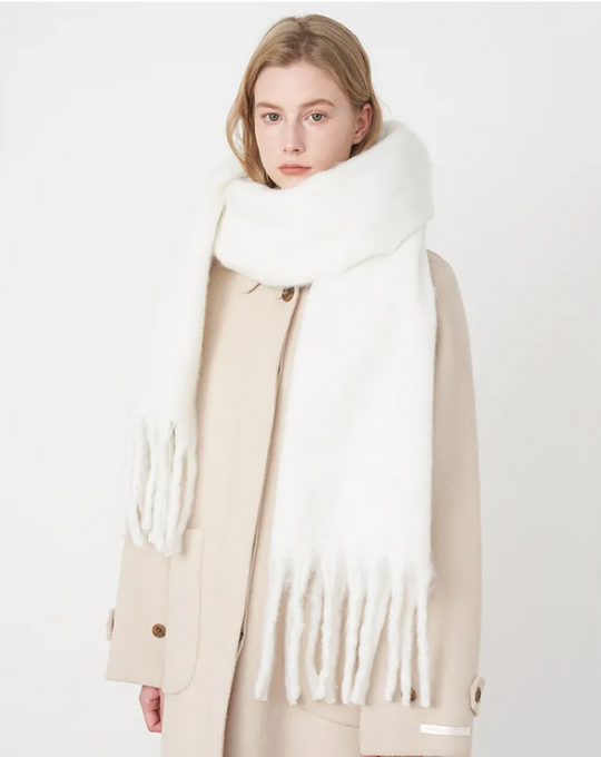 Stylish Warm Winter Scarf | Plain Shawl with Fringes