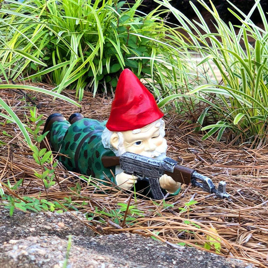 Garden Statue Gnome Figure | Camo Garden Decoration
