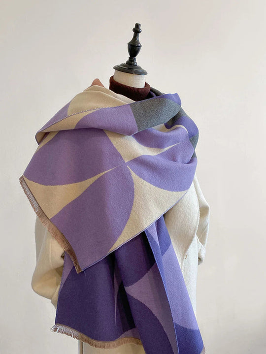 Reversible Scarf with Geometric Prints for Women | Two-Tone Shawl
