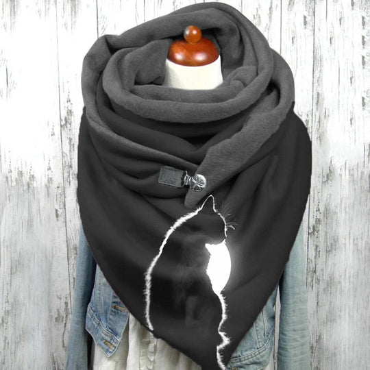 Triangular Scarf with Button Closure for Women | Double-Layer Neck Wrap
