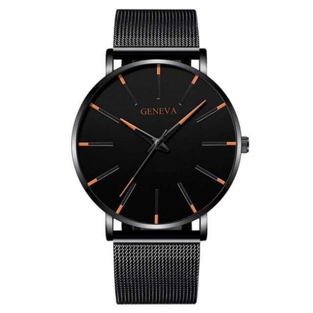 Mesh Band Minimalist Watch for Men | Black Dial Analog
