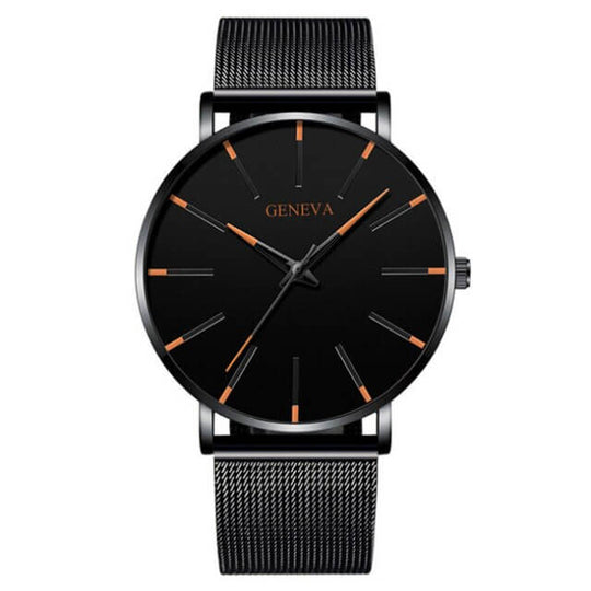 Mesh Band Minimalist Watch for Men | Black Dial Analog