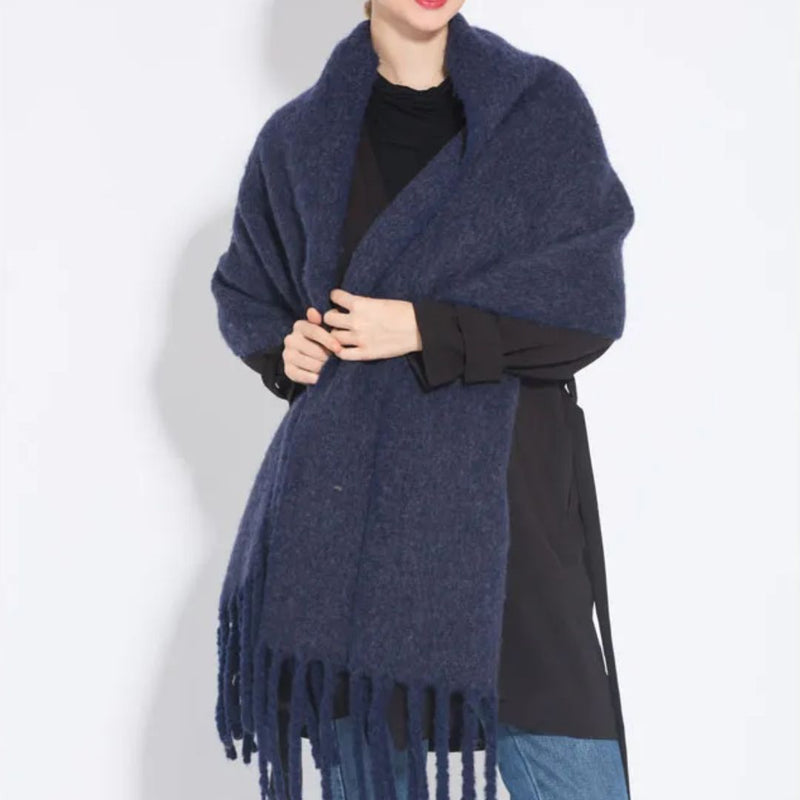 Stylish Warm Winter Scarf | Plain Shawl with Fringes