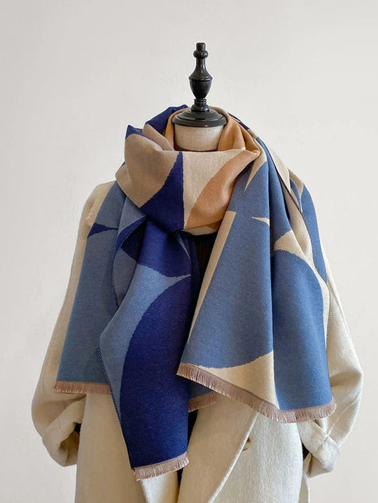 Reversible Scarf with Geometric Prints for Women | Two-Tone Shawl