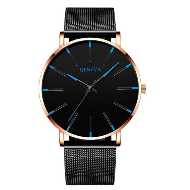 Mesh Band Minimalist Watch for Men | Black Dial Analog