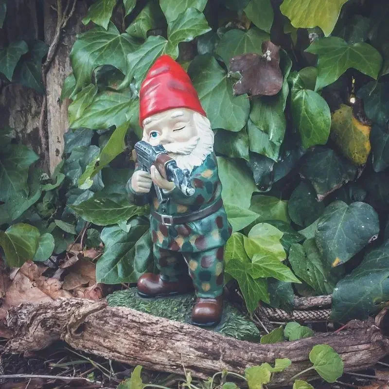 Garden Statue Gnome Figure | Camo Garden Decoration