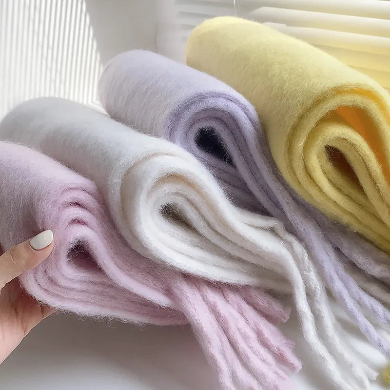 Stylish Warm Winter Scarf | Plain Shawl with Fringes