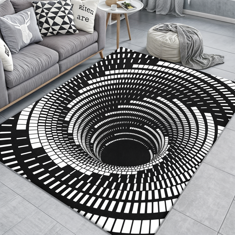 Zerbino Ottico 3D Illusione - Tappeto Antiscivolo Geometrico a Scacchiera