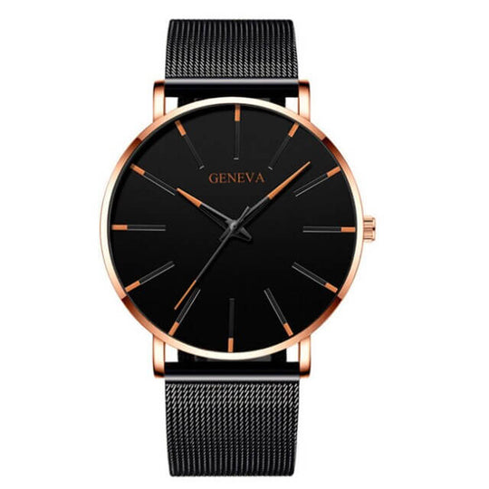 Mesh Band Minimalist Watch for Men | Black Dial Analog