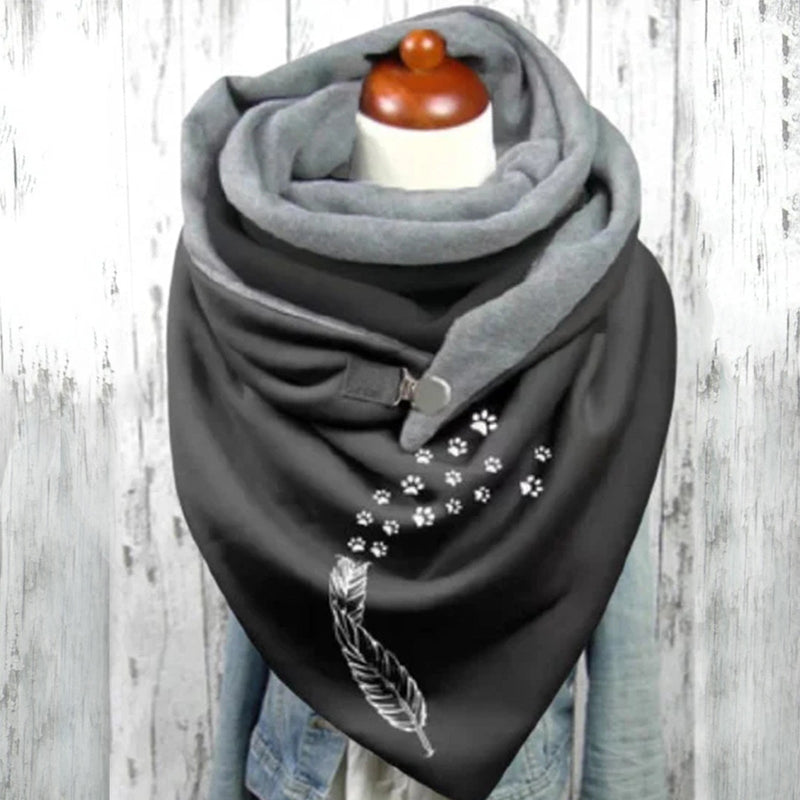 Triangular Scarf with Button Closure for Women | Double-Layer Neck Wrap