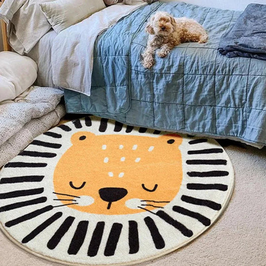 Tapis rond pour chambre d'enfant | Design ludique de dessin animé et illustré