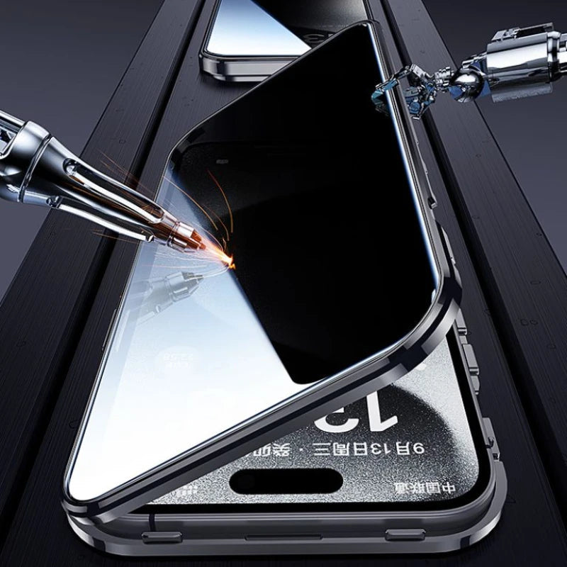 iPhone magnetisch glas hoesje | Volledig lichaam Privacy & Krasbescherming