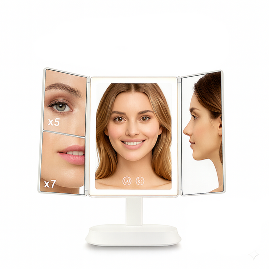 Driepoot LED Verlichting Make Up Spiegel | Verstelbare Cosmetische Tafelspiegel