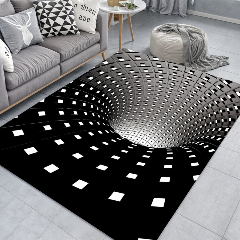 Zerbino Ottico 3D Illusione - Tappeto Antiscivolo Geometrico a Scacchiera