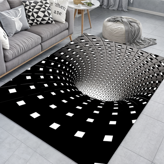 Zerbino Ottico 3D Illusione - Tappeto Antiscivolo Geometrico a Scacchiera