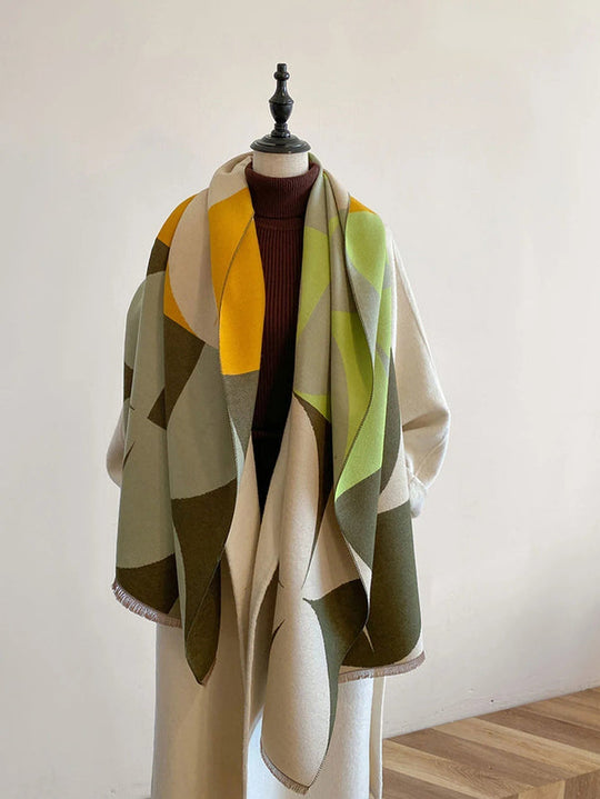 Reversible Scarf with Geometric Prints for Women | Two-Tone Shawl