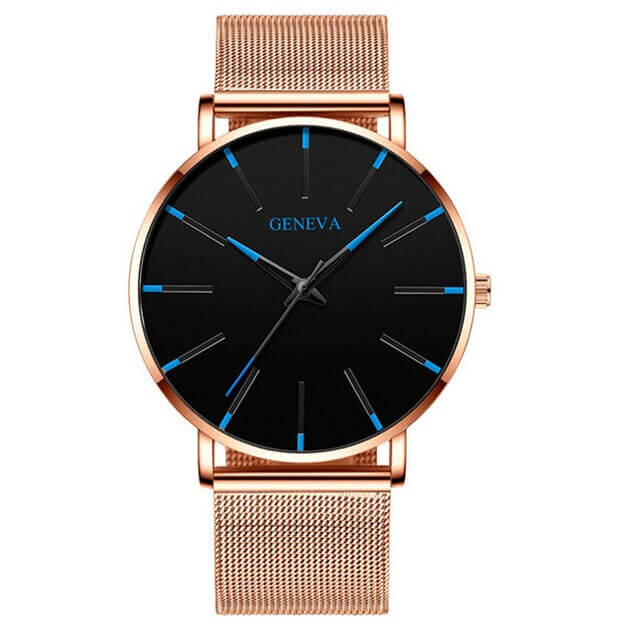 Mesh Band Minimalist Watch for Men | Black Dial Analog