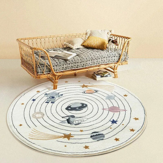 Tapis rond pour chambre d'enfant | Design ludique de dessin animé et illustré