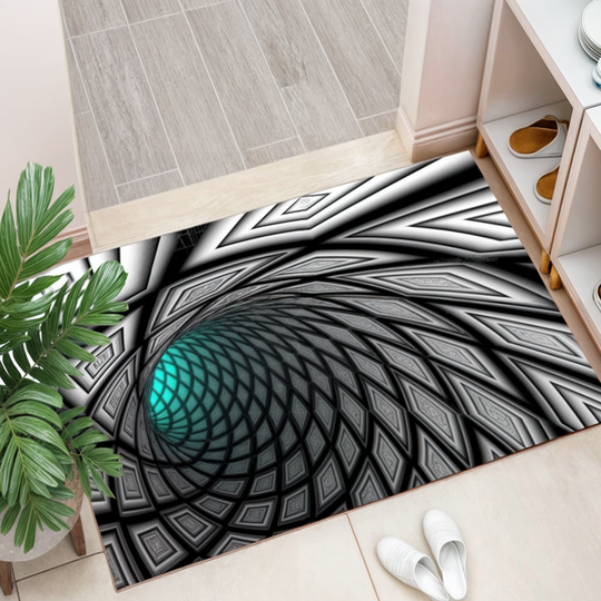Zerbino Ottico 3D Illusione - Tappeto Antiscivolo Geometrico a Scacchiera