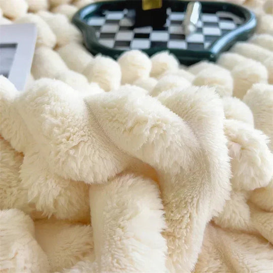 Plush Winter Blanket | Large Warm Checkered with Texture
