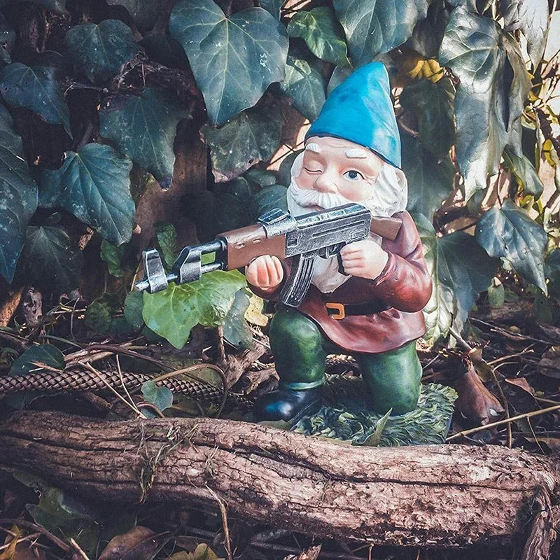 Garden Statue Gnome Figure | Camo Garden Decoration