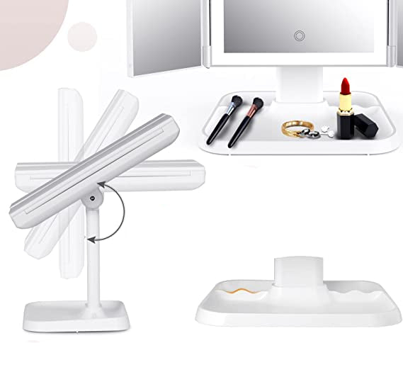 Driepoot LED Verlichting Make Up Spiegel | Verstelbare Cosmetische Tafelspiegel