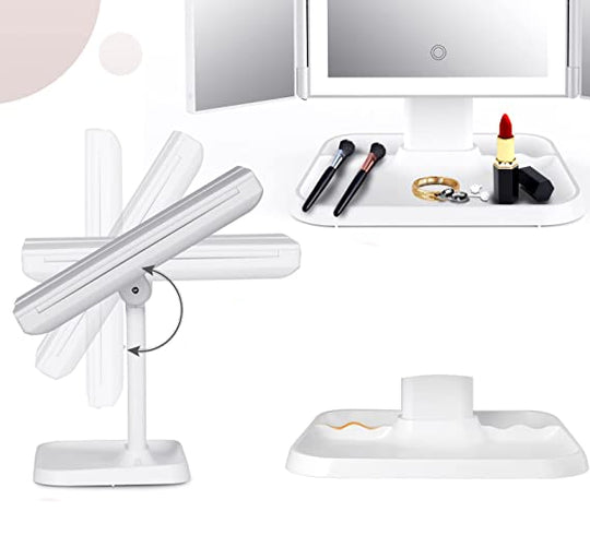 Driepoot LED Verlichting Make Up Spiegel | Verstelbare Cosmetische Tafelspiegel