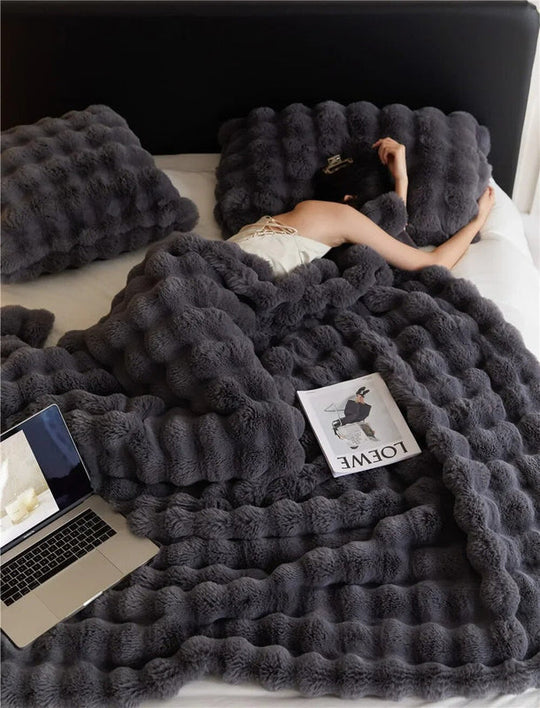 Coperta in pile doppia faccia Bunny | morbido unito per pisolini e calore