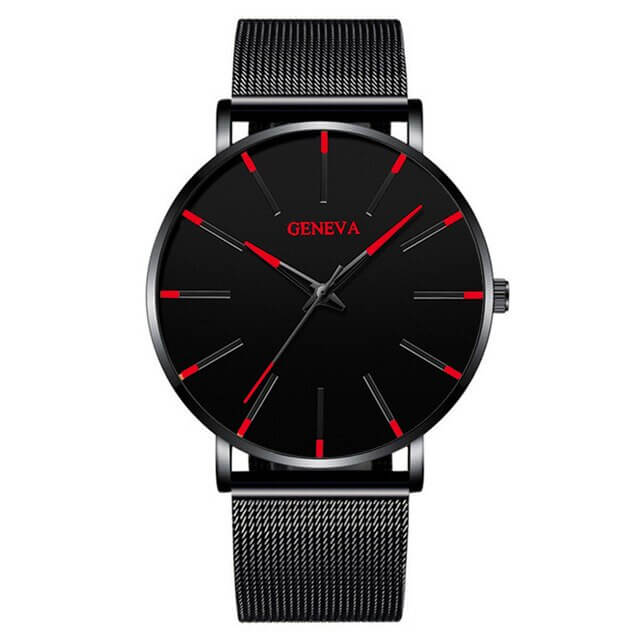 Mesh Band Minimalist Watch for Men | Black Dial Analog