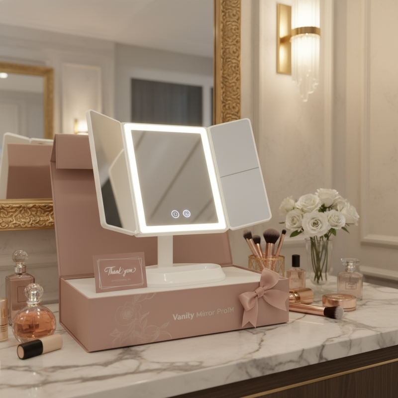Driepoot LED Verlichting Make Up Spiegel | Verstelbare Cosmetische Tafelspiegel