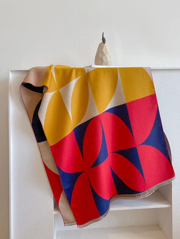 Reversible Scarf with Geometric Prints for Women | Two-Tone Shawl