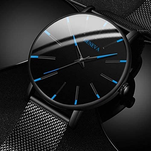 Mesh Band Minimalist Watch for Men | Black Dial Analog