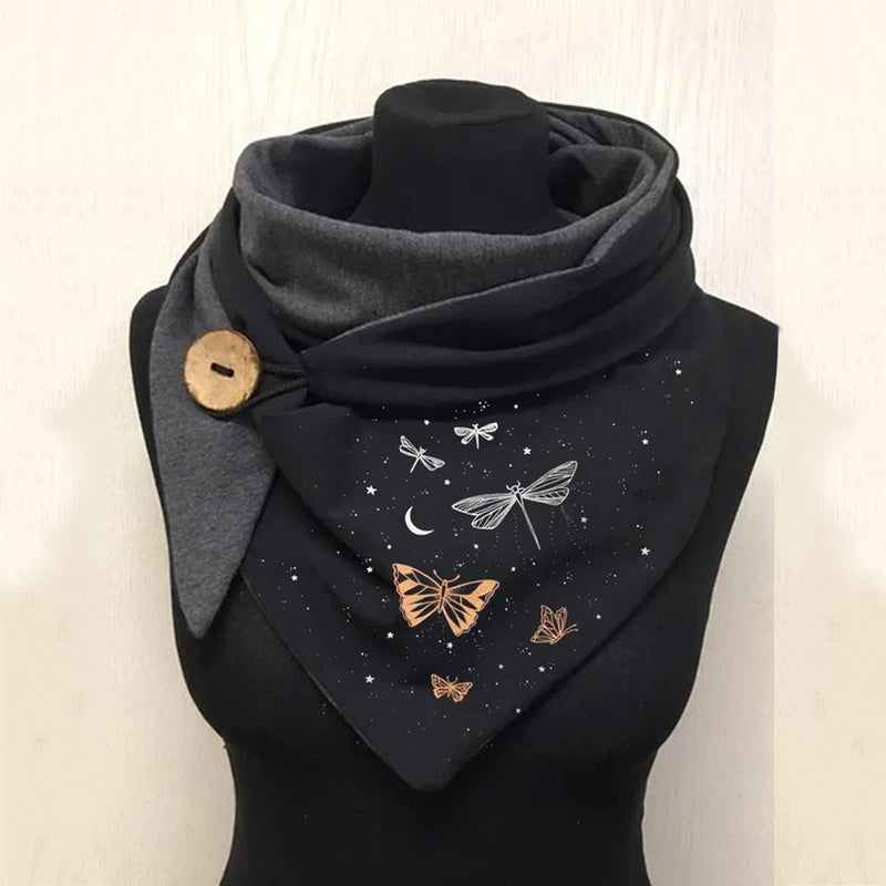 Triangular Scarf with Button Closure for Women | Double-Layer Neck Wrap