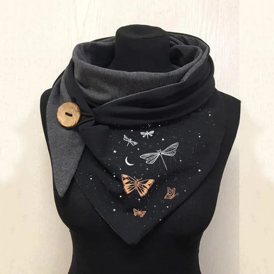 Triangular Scarf with Button Closure for Women | Double-Layer Neck Wrap