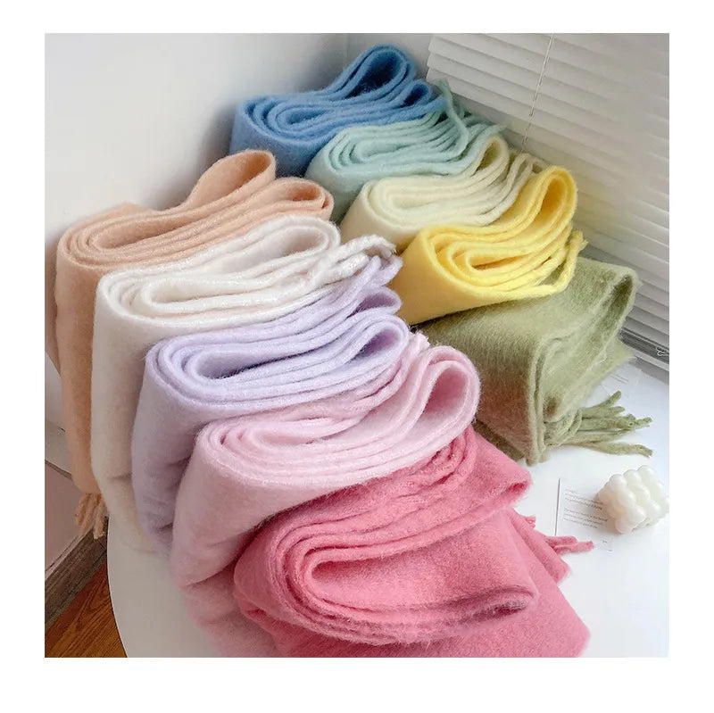 Stylish Warm Winter Scarf | Plain Shawl with Fringes