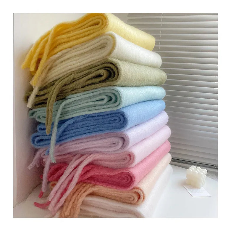 Stylish Warm Winter Scarf | Plain Shawl with Fringes