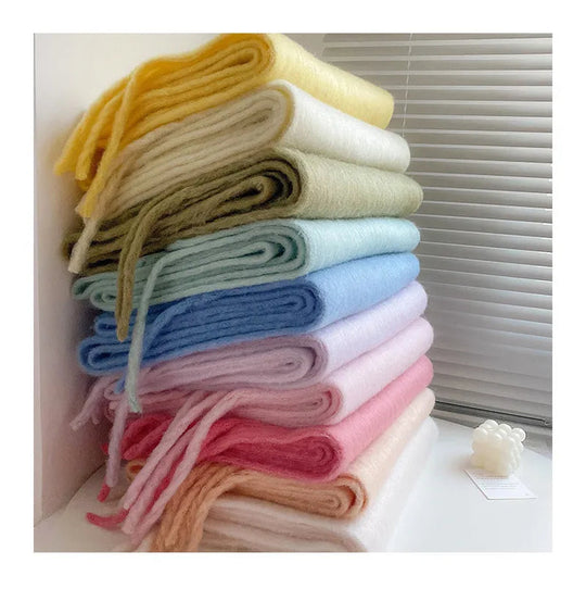 Stylish Warm Winter Scarf | Plain Shawl with Fringes