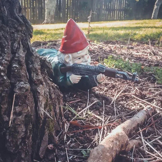 Garden Statue Gnome Figure | Camo Garden Decoration