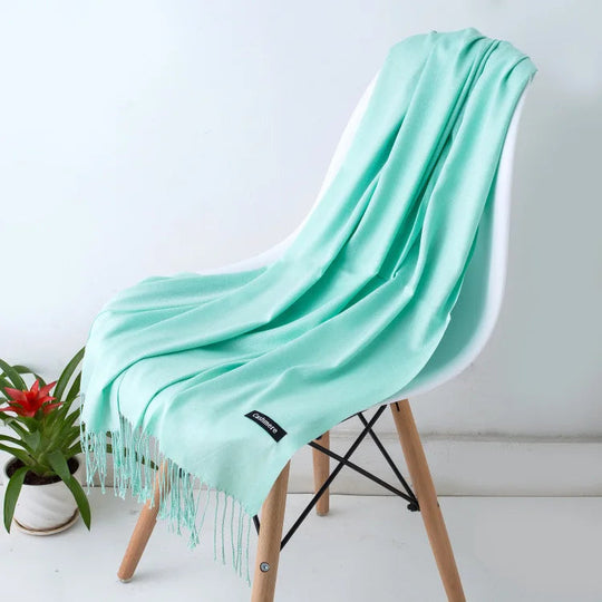 Lunga Sciarpa Lavorata a Maglia con Frange per Donna | Classica Stola