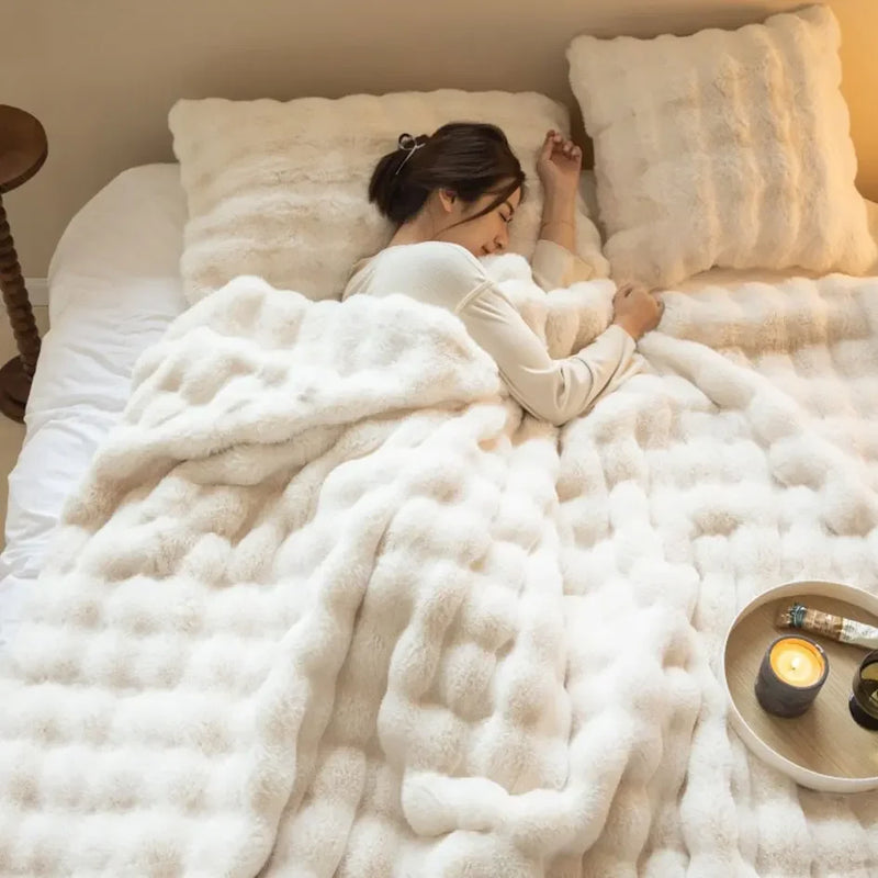 Dubbelzijdige fleecedeken Bunny | effen knuffel voor dutjes en warmte