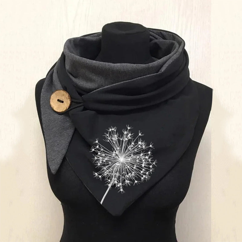 Triangular Scarf with Button Closure for Women | Double-Layer Neck Wrap